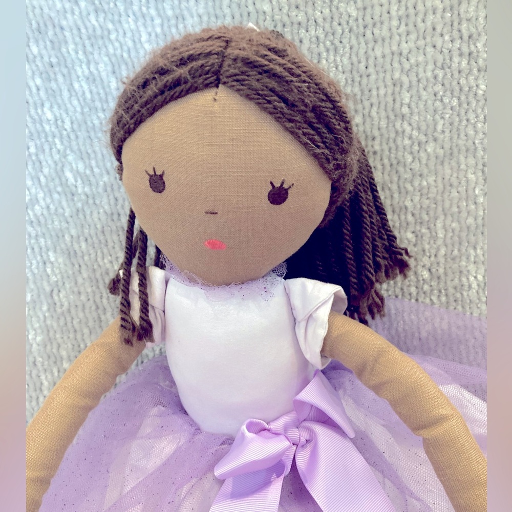 Pottery Barn Kids Ballerina Cloth Doll Lavender Tulle Ballet Dancer Brown Hair - Picture 2 of 9